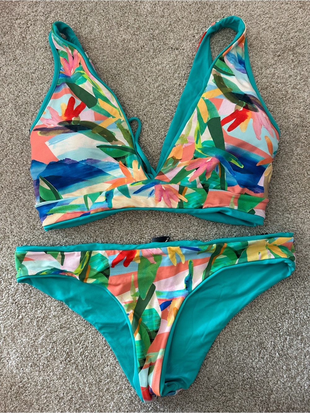 Maaji Teal Tropical Print Women's Two-Piece Bikini